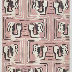 Artwork - Design for Textiles, Human Shapes, Pink, Black and White, 1950s