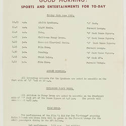 Programme - Sports and Entertainments for To-Day, 24/06/1955