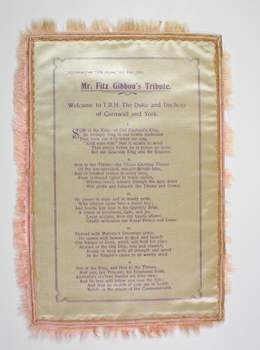 Souvenir - Mr. Fitz Gibbon's Tribute, Melbourne, May 1901
