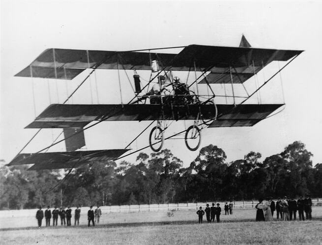 Photograph - Duigan Biplane, Take-Off at Bendigo Racecourse, Victoria, 1911