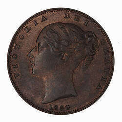 Coin - Farthing, Queen Victoria, Great Britain, 1838 (Obverse)