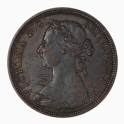 Coin - Halfpenny, Queen Victoria, Great Britain, 1891 (Obverse)