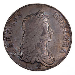 Coin - Crown, Charles II, Great Britain, 1662 (Obverse)