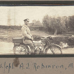 Photograph - 'L/Cpl. A. J. Robinson', France, Sergeant John Lord, World War I, 1916-1917