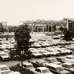 Photograph - Construction of Centennial Hall from Northern Car Park, Exhibition Building, Melbourne, 1979