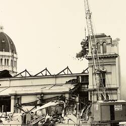 Photograph - Demolition of East Tower of Royale Ballroom, Exhibition Building, Melbourne, 1979