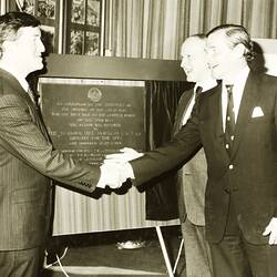 Photograph - Unveiling of the Plaque Commemorating the Centenary of the First Opening of the Great Hall, Exhibition Building, 14 August 1980