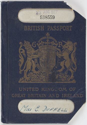 Passport - Issued to Miss C Duffell, United Kingdom, 23 Aug 1927