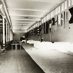 Photograph - Supper Preparations in the Great Hall Galleries during the Royal Visit, Exhibition Building, Melbourne, 27 Feb 1958
