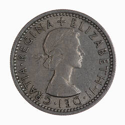 Coin - Sixpence, Elizabeth II, Great Britain, 1956 (Obverse)