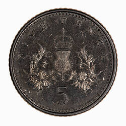 Coin - 5 Pence, Elizabeth II, Great Britain, 1991