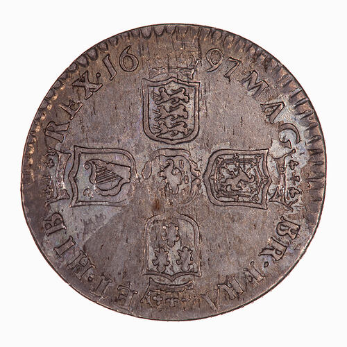 Coin - Sixpence, William III, Great Britain, 1697 (Reverse)