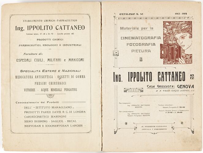 Catalogue - Ing. IPP. Cattaneo, 1913-1914