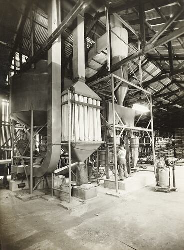Photograph - Schumacher Mill Furnishing Works, Men Working on Machine in Factory, Port Melbourne, Victoria, circa 1930s
