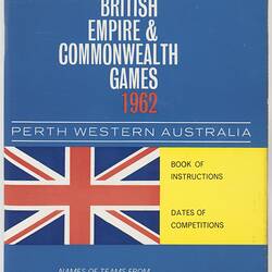 Blue booklet with union jack flag beside yellow box. Cover has white and blue text.