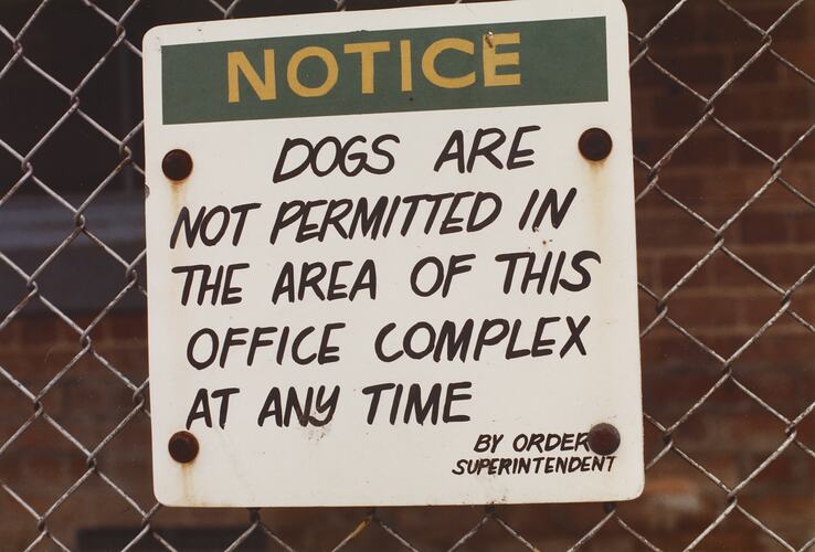 Dog Notice, Newmarket Saleyards, Aug 1985