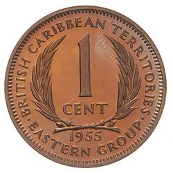 Proof Coin - 1 Cent, British Caribbean Territories, 1955