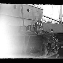 Glass Negative - Collision Damaged SS Edina in Duke & Orr's Dry Dock, South Melbourne, Victoria, May 1898