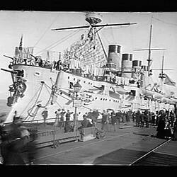 Glass Negative - Federation Celebrations, Russian Cruiser 'Gromoboi' Berthed at Railway Pier, Port Melbourne, Victoria, May 1901