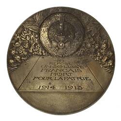 Medal - The Unknown Soldier, by Raoul Benard, France, 1921