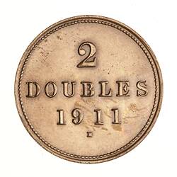 Coin - 2 Doubles, Guernsey, Channel Islands, 1911