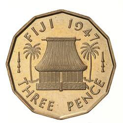 Proof Coin - 3 Pence, Fiji, 1947