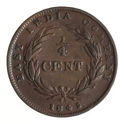 Coin - 1/4 Cent, Straits Settlements, 1845