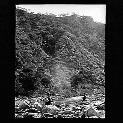 Glass Negative - Two Men Near a River, by A.J. Campbell, Werribee, Victoria, circa 1900