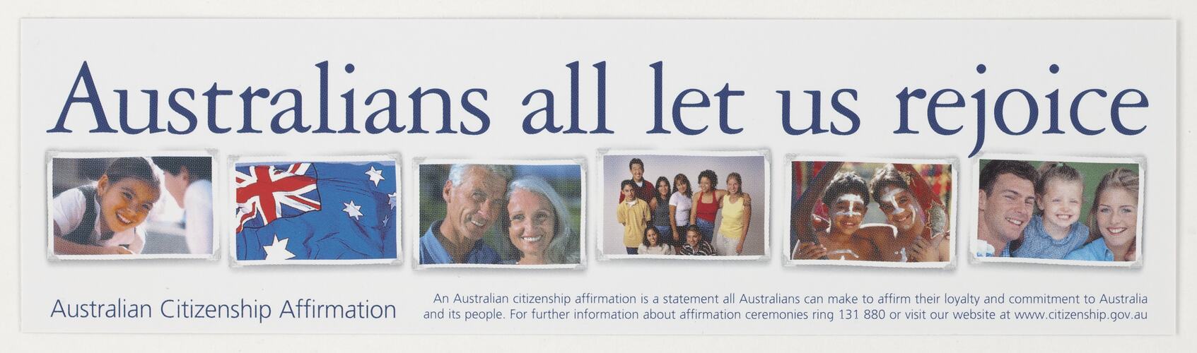 Bookmark - Australian Citizenship Affirmation Pack, Department of Immigration