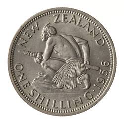 Coin - 1 Shilling, New Zealand, 1956