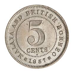 Coin - 5 Cents, Malaya & British Borneo, 1957