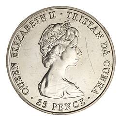 Coin - 25 Pence, Queen Mother's Birthday, Tristan da Cunha, St Helena, 1980