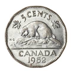 Coin - 5 Cents, Canada, 1952