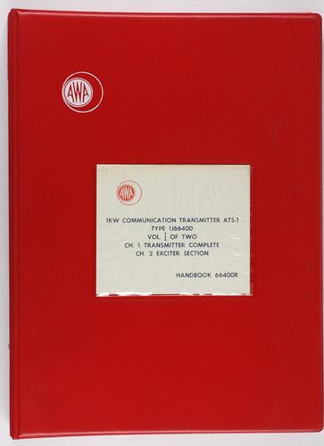 Handbook - 66400R Volume 1 for AWA ATS-1 Transmitter, Melbourne Coastal Radio Station, 1972-3