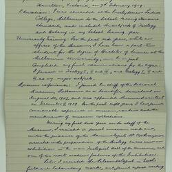 Position Application - Draft Application by Hope Macpherson for Position of Conchologist with National Museum of Victoria, Melbourne, 31 Oct 1945