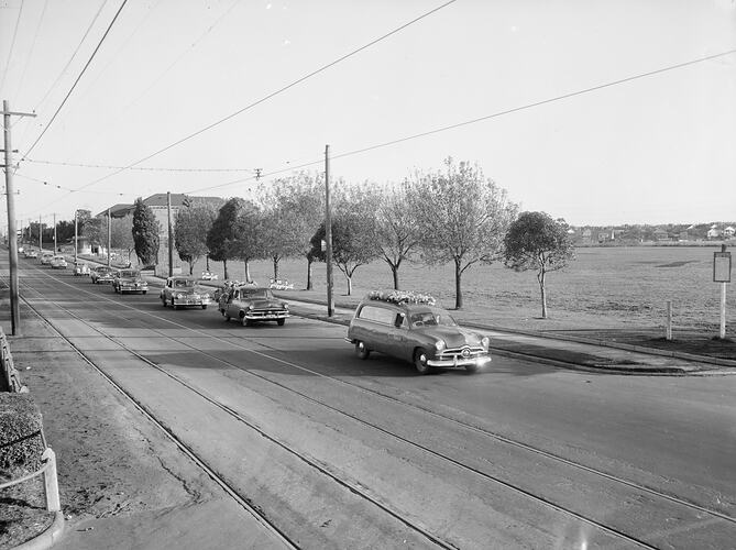 Funeral Car Procession, North Fitzroy, Victoria, May 1954