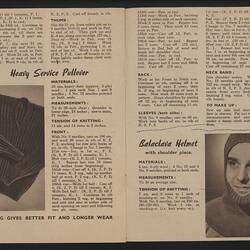 Knitting book pages for sweater and balaclava