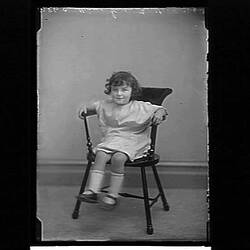 Glass Negative - Portrait of Missie Gwen Millard in a Chair, Australia, circa 1890s - 1920s