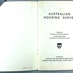 Booklet - 'Australian Housing Survey', Melbourne, 1958