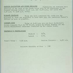 Information Sheet - P&O SS Stratheden, 'Today's Events', Approaching Adelaide, 11 Dec 1961