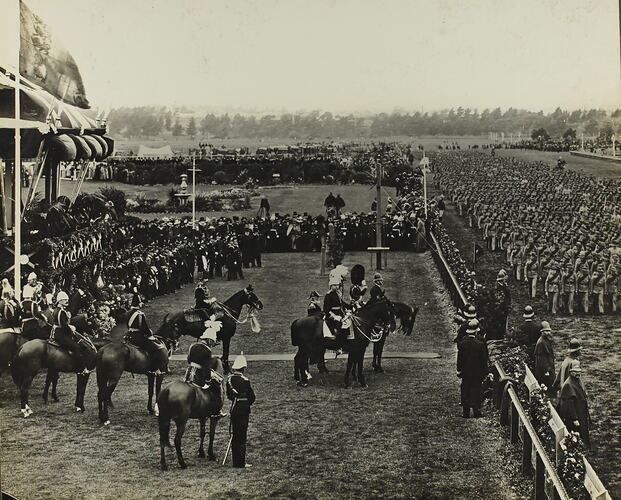 Photograph - Federation Celebrations, 'The Royal Review at Flemington Racecourse', Melbourne, May 1901