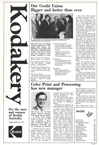 Newsletter - 'Australian Kodakery', No 116, Aug 1980