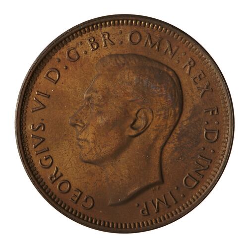 Proof Coin - Halfpenny, Australia, 1948, photographed by Museums Victoria
