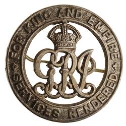 WWI Badge - Services Rendered, Australia, circa 1919