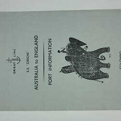 Booklet - 'Colombo',  S.S. Orion, Orient Line, 15 Jan 1956