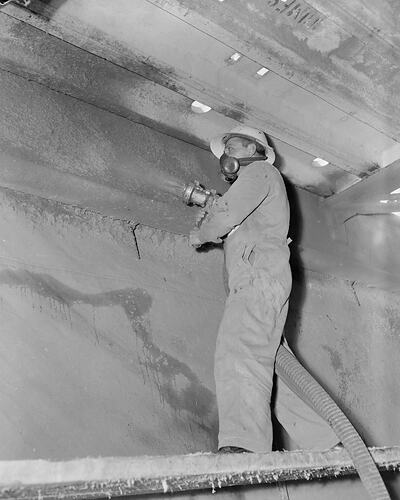 Shell Co, Construction Worker Using Cement Hose, Melbourne, 28 Aug 1959