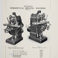 Photographs of two milling machines and technical specification.