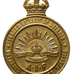 Badge - Returned from Active Service, Department of Defence, Australia, 1916-1919