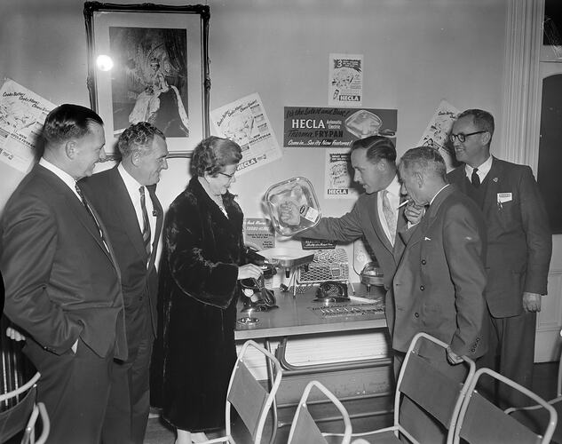 Hecla Electrics, Group with Product Display, Melbourne, 02 Oct 1959