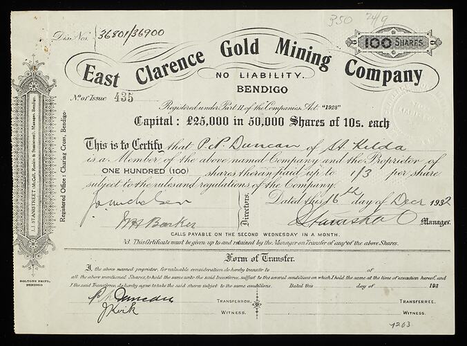 Rectangular paper with printed and handwritten text.